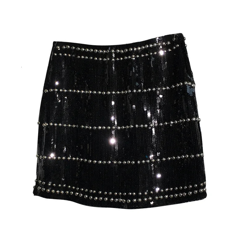 Skirts Sidami Women Vintage Sequined Mini Skirt Sequins Beading Bodycon Skirt Silver Gold Bling Empire Sheath Summer Skirt Shiny 231121