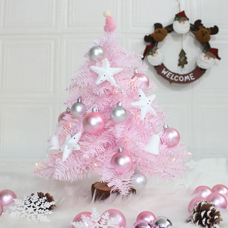Mini Feather Girl DIY Decorations for Home 45cm Pink Christmas Tree Romatic Gift 231121