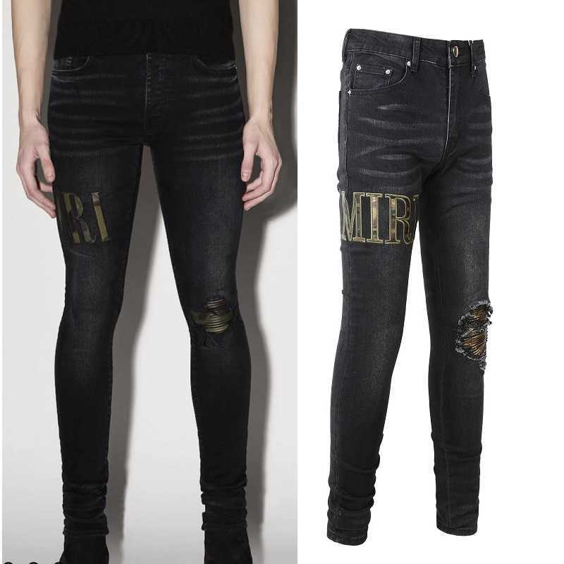 Designer Clothing Fashion Denim Pants Amiiri New trendy brand camouflage letter patch with embroidered holes elastic slim fitting washed black jeans men For sale
Designer Clothing Fashion Denim Pants Amiiri New trendy brand camouflage letter patch with embroidered holes elastic slim fitting washed black jeans men For sale