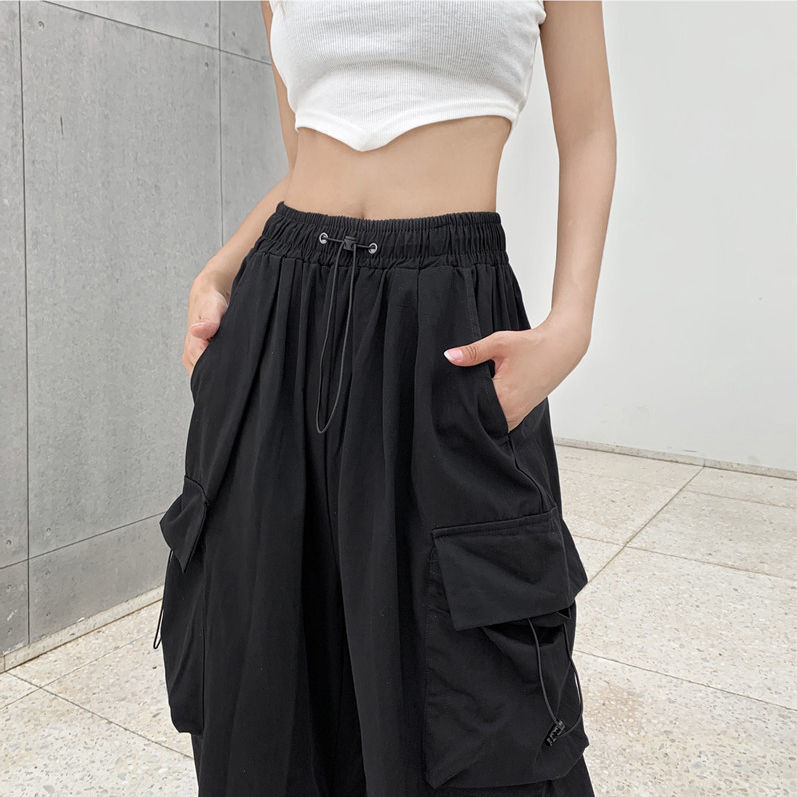 Women's Capris Y2K Women Streetwear Cargo Pants Casual Baggy Wide Leg Straight with Big Pockets Jogging Trousers Vintage Female Overalls Bottom 2