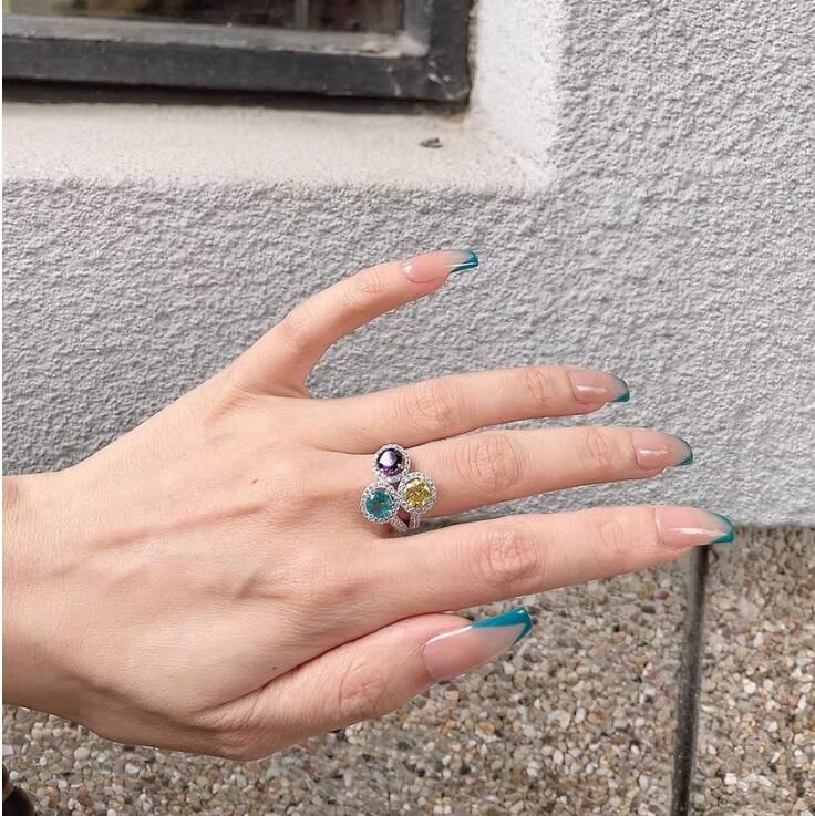 Sterg Sier Colorful Moissanite Adjustable Rings for Women