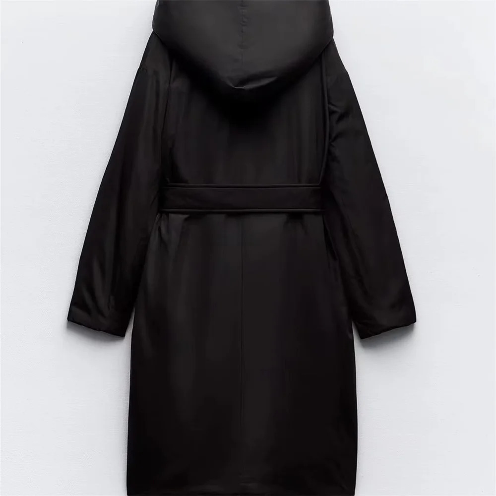 Women s Jackets UNIZERA 2023 Autumn Winter Product Fashion Casual Windbreaker Style with Belt Hooded Cotton Coat 231122