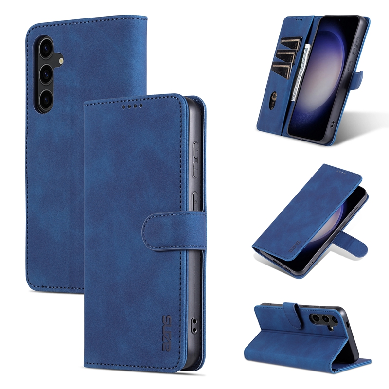 Business PU Leather Wallet Cases For Samsung S25 A56 A36 A26 A16 A06 S24 Plus S23 FE S22 Ultra A05 A05S A15 A54 A25 Plain Credit Card Slot Holder Magn
