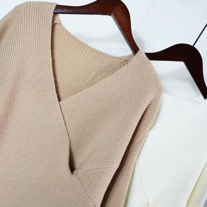 Womens Sweaters Spring Autumn Long-sleeved Knitted Pullover Fashion V-neck Wrap Top Temperament Lace-up Sweater Women Elegant Bottoming Shi