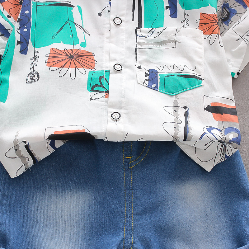 Clothing Sets Baby Infant Boy Clothes Suit Short Sleeve Shirt Jeans Children's Clothing Set For 1-4 Year Old Baby 230422