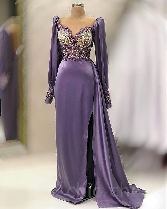 April Aso Ebi Mermaid Crystals Prom Dress Lace Beaded Satin Evening Formal Party Second Reception Birthday Engagement Gowns Dresses Robe De Soiree ZJ 