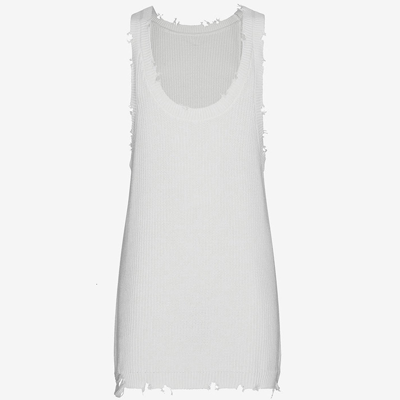Men's Tank Tops Vintage Solid Color Loose Ripped Knitted Vest Mens Clothes Summer Fashion Straps Sleeveless O Neck Camisole Men Casual Tank Tops 
