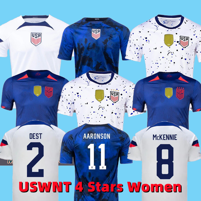 

USAS 2023 USWNT 4 Stars Women Soccer Jerseys Kids Kit USMNT 2024 22 23 Maillot de Football Shirts Player Version 2022 Women's Training World Cup PULISIC SMITH MORGAN, Uswnt 2022 away