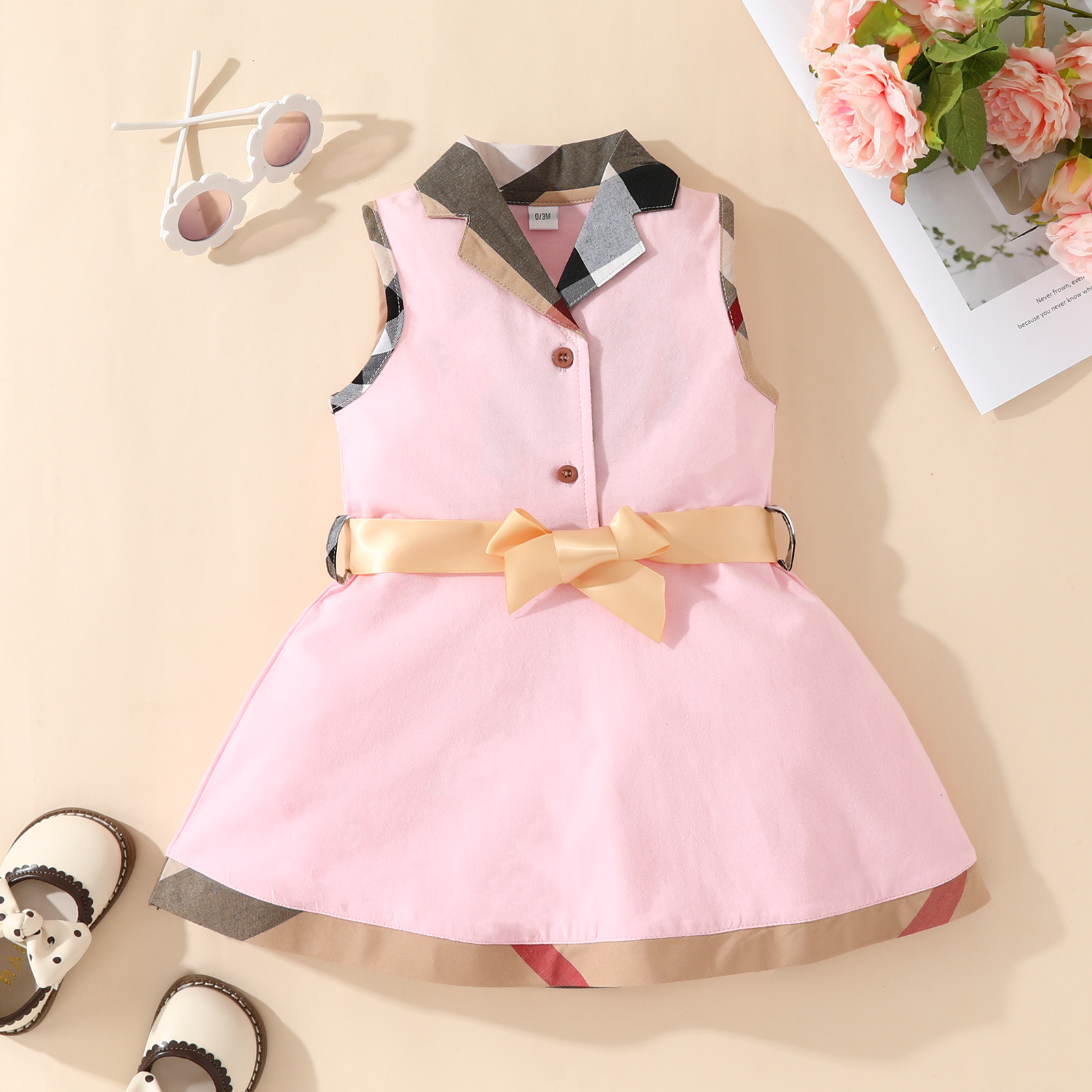 Baby Dress lapel newborn clothes solid color cotta underwear cotton girls lapel Baby rompers