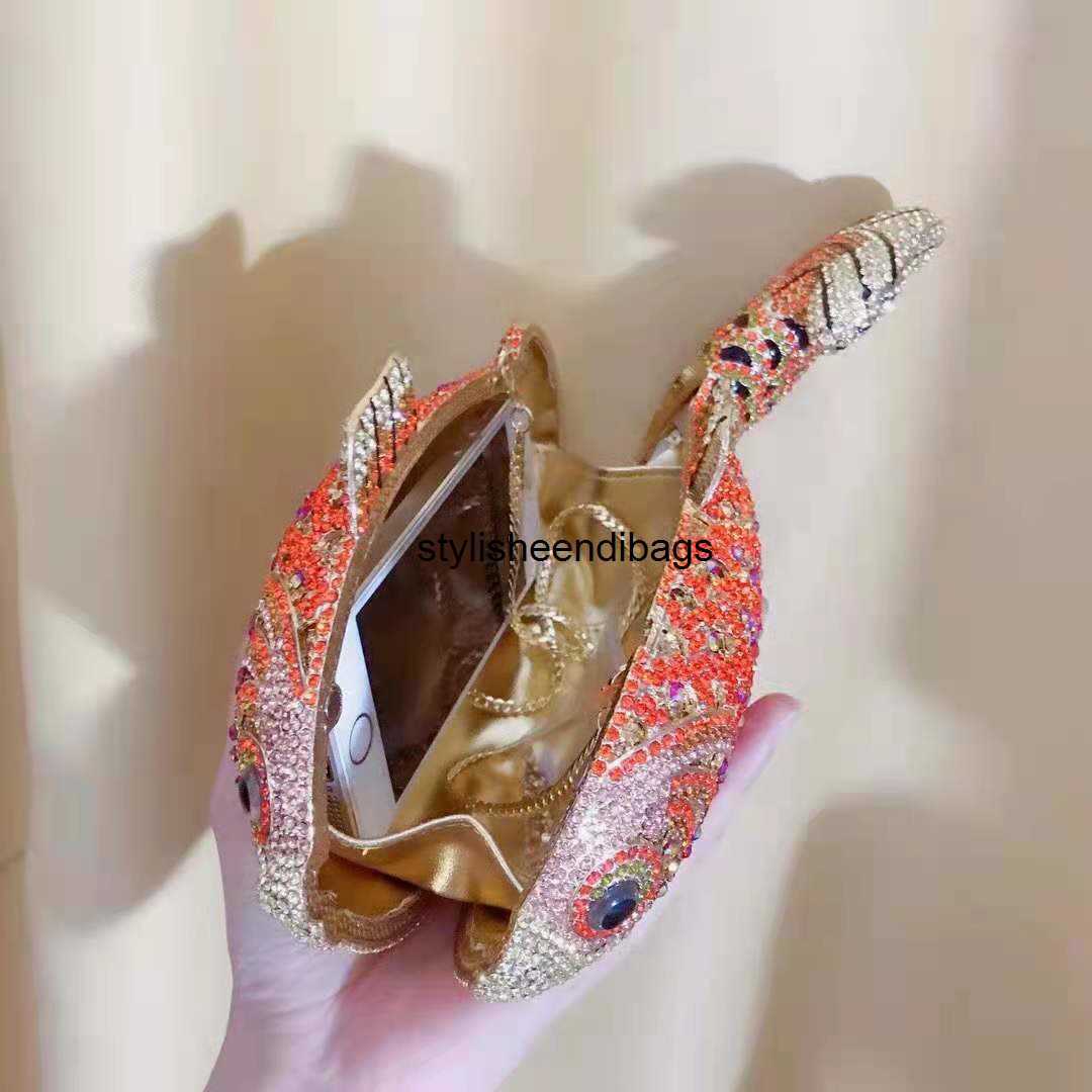 stylisheendibagsShoulder Bags XIYUAN Fish Shape Women rhinestones Purse Evening Bags Diamond Metal Clutches Bags Wedding Party Minaudiere Purses and H