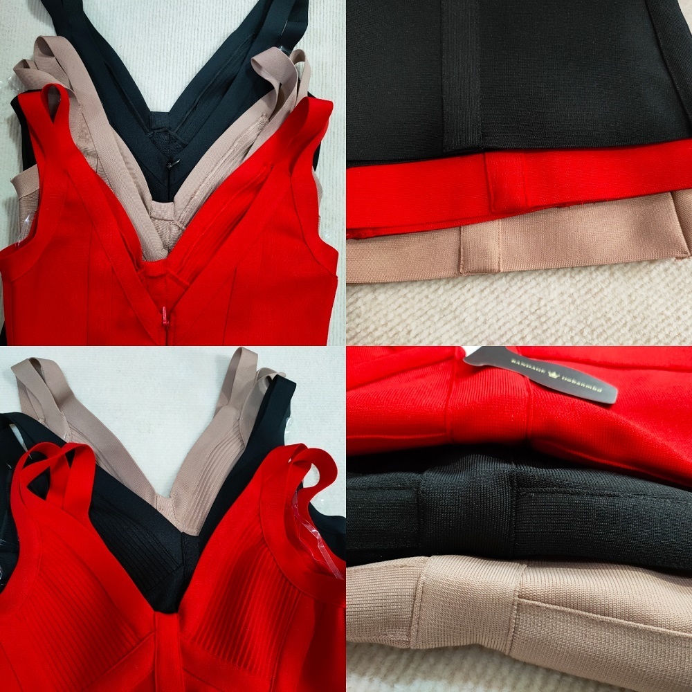 Women's Jumpsuits Rompers Summer Women Bandage Jumpsuits Romper V Neck Sexy Backless Black Khaki Red Strap Long Celebrity Party Evening Elegant 2
