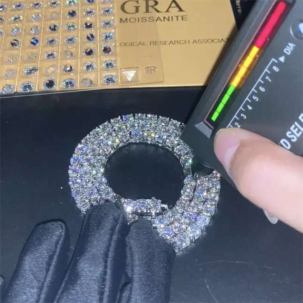 Iced Out Dia Mossanite Tennis Men Women Gold Chain Pass VVS Dias Test Hip Hop Jewelry sier Necklace