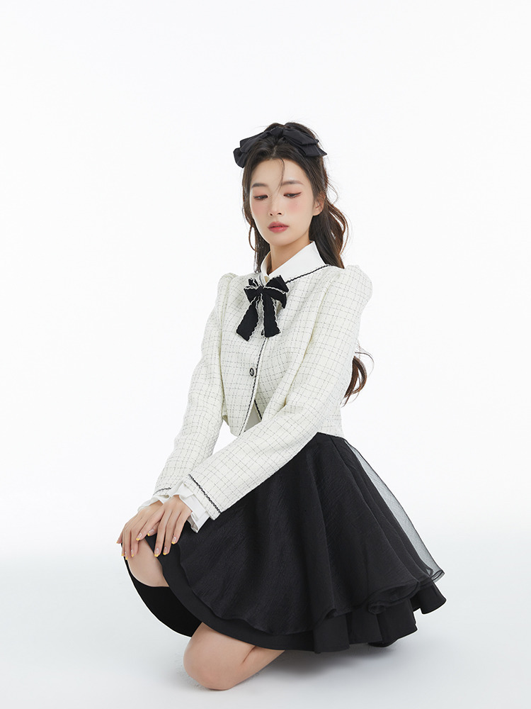 Two Piece Dress Spring Elegant Vintage 2 Piece Dress Set Women Sweet Blazers Suits Y2k Crop Tops Mini Skirt Female Korea Fashion Clothing 230422