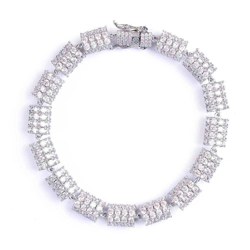 Unisex Full Cubic Zircon Bamboo Link Tennis Bracelet Personalized Hip Hop Chains Bracelets For Men Women Rose Gold Iced Out Cz Stone Night Club Jewelr