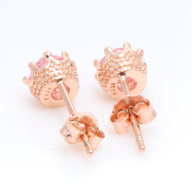 Women's Luxury Crystal Zirconia Earrings - Rose & Yellow Gold Plated Wedding Stud for Bridal Occasions