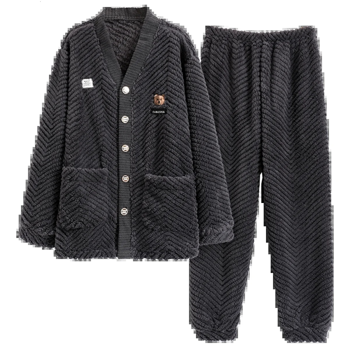 Mens Sleepwear Winter Thick Thermal Velvet Pajamas Set for Couple Kawaii Kimono Lovers Man and Woman Cardigan pijamas para parejas 231122