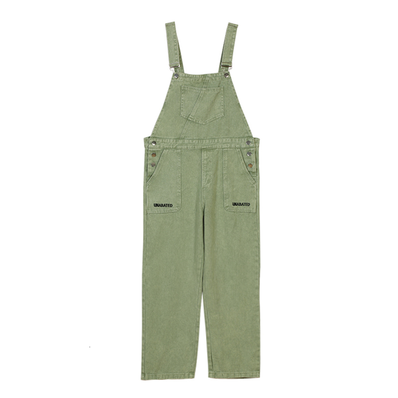 Women's Jeans Winter Green Denim Overalls Pant for Women Y2k Streetwear Baggy Pocket Straight Bib Rompers Trousers Korean Ladies 230422