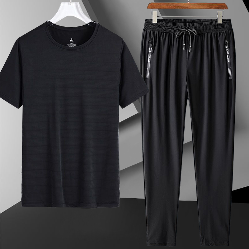 Men's Tracksuits Men's Shirt Tracksuit Two Pieces Sets Men Casual Fitness Sport Suit Short Sleeve T ShirtTrousers Men's Casual Sportswe