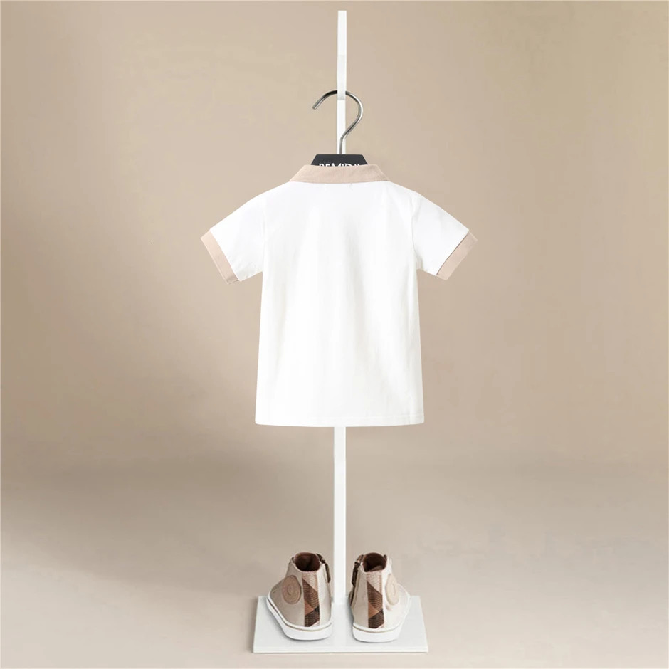 Polos Quality Baby Boy Kids Polo Shirt Summer Short Sleeve Tops Cotton Turn Down Collar Pure Color Sport Holiday Boys Shirts Outfits 231122