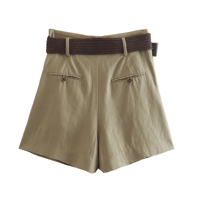 Camisoles Tanks TRAF WOMEN 2023 Fashion Front Button Flax Blending Waistcoat Vintage V Neck Sleeveless Female Outerwear Vest Tops Shorts Suit 230421