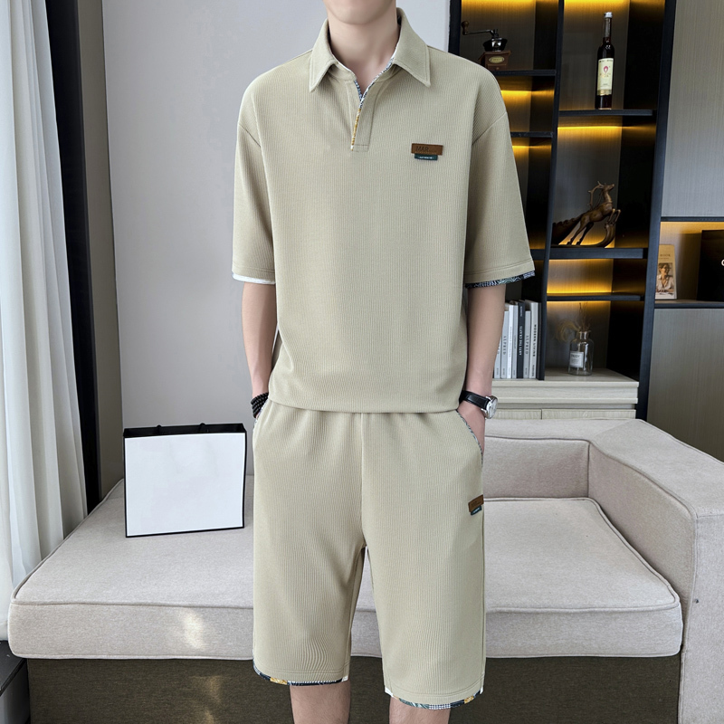 Men's Tracksuits Classic Summer Two Piece Men's Set Casual Solid Color Short Sleeve T-Shirt And Shorts Pant Sports Outwear Top Tee Tracksuit