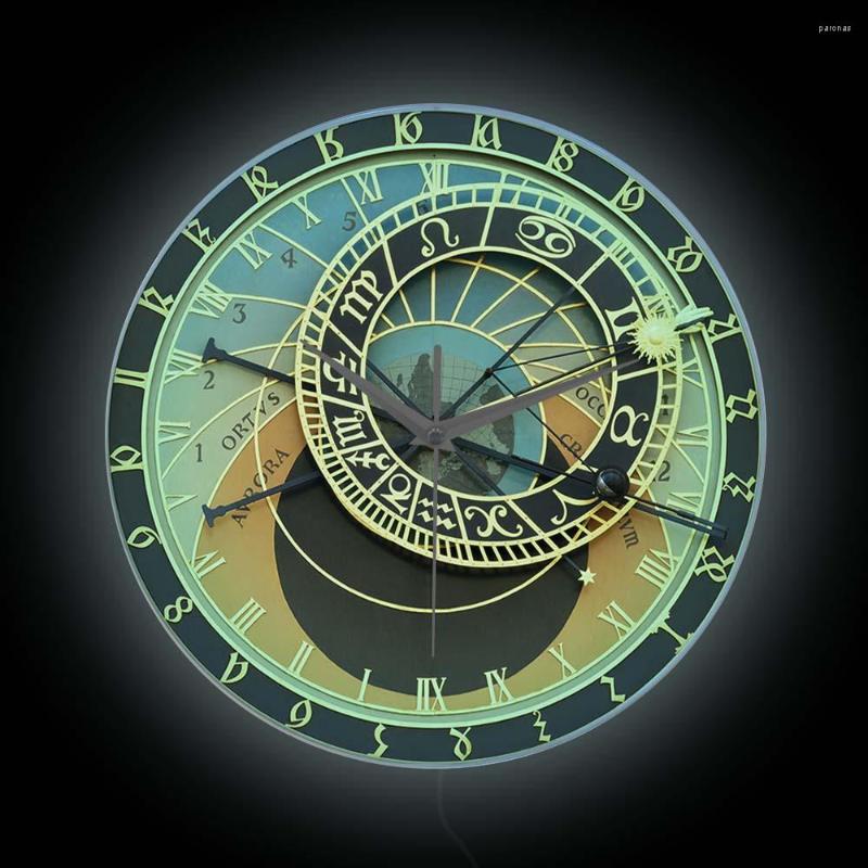 Wall Clocks Prague Astronomical Clock Face Luminous Night Light Home Decor Czech Medieval Architecture Horoscope LED Lamp
Wall Clocks Prague Astronomical Clock Face Luminous Night Light Home Decor Czech Medieval Architecture Horoscope LED Lamp