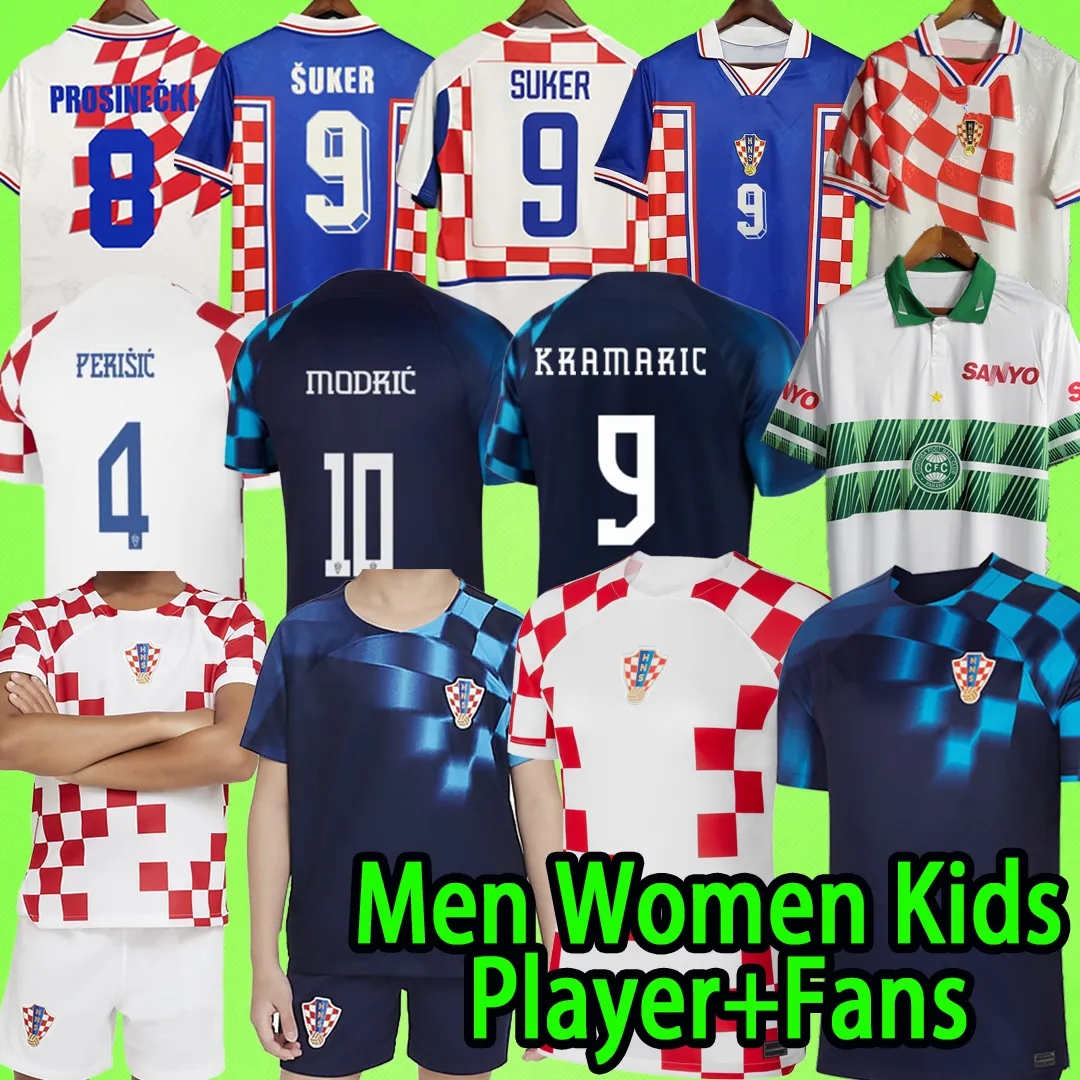 

2022 Soccer Jerseys Croatia MEN KIDS KIT WOMEN Fans Player version 22 23 MODRIC MAJER Croatie 2023 GVARDIOL KOVACIC SUKER Retro 1997 1998 2002 Croacia Football Shirt T, 22 23 away+patch