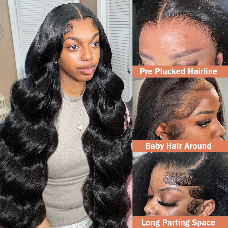 0 40 Inch Body Wave 13x4 HD Lace Front Human Hair Wigs Wear and Go Glueless Brazilian Lace Frontal Wig for Women Synthetic Heat Resistant