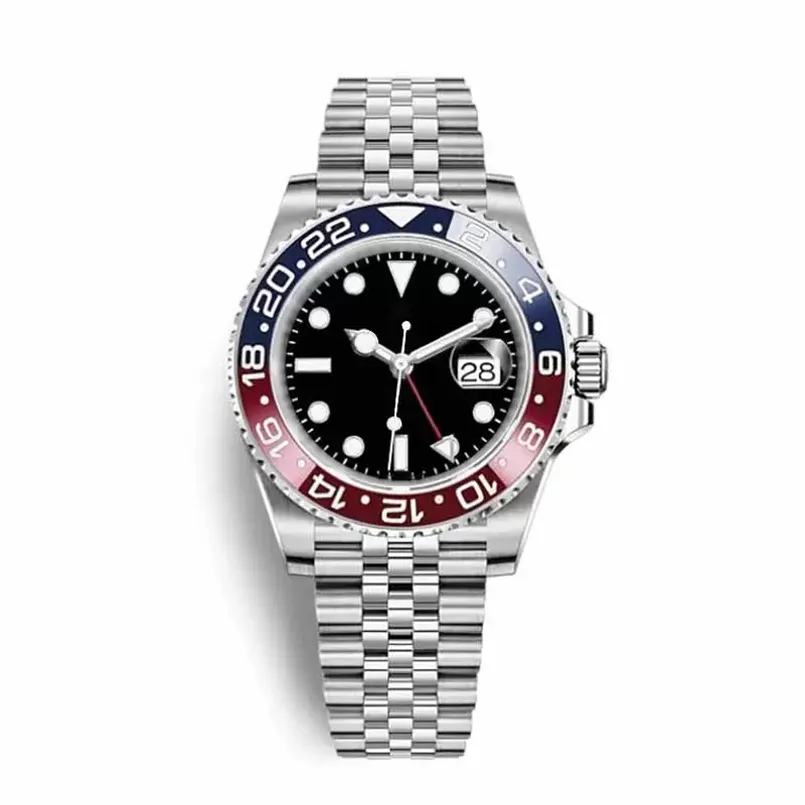New Top Mens Watch all Work Automatic Mechanical Watches Stainless Steel Blue Red Ceramic Sapphire Glass 40mm Men Watches Wrist Wristwatches Full Function, Only storage bag