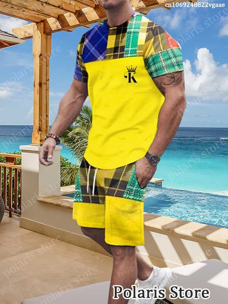 Men's Tracksuits Fashion Men Solid Color T Shirt Sets Tracksuit Clothing Streetwear Suit Summer Male Trend Sportswear 2 Piece Shorts Outfits 2304