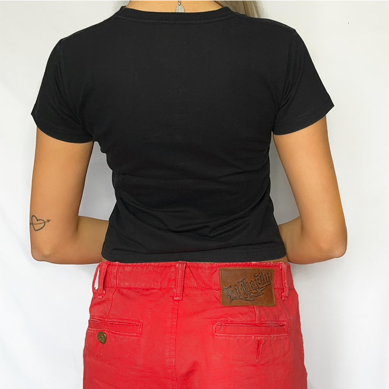 Men's TShirts Y2K Letter Print Kawaii Baby Tees Harajuku Summer Egirl Crop Tops Slim 2000s tops Streetwear Black Goth Short Sleeve Tshirts 230421