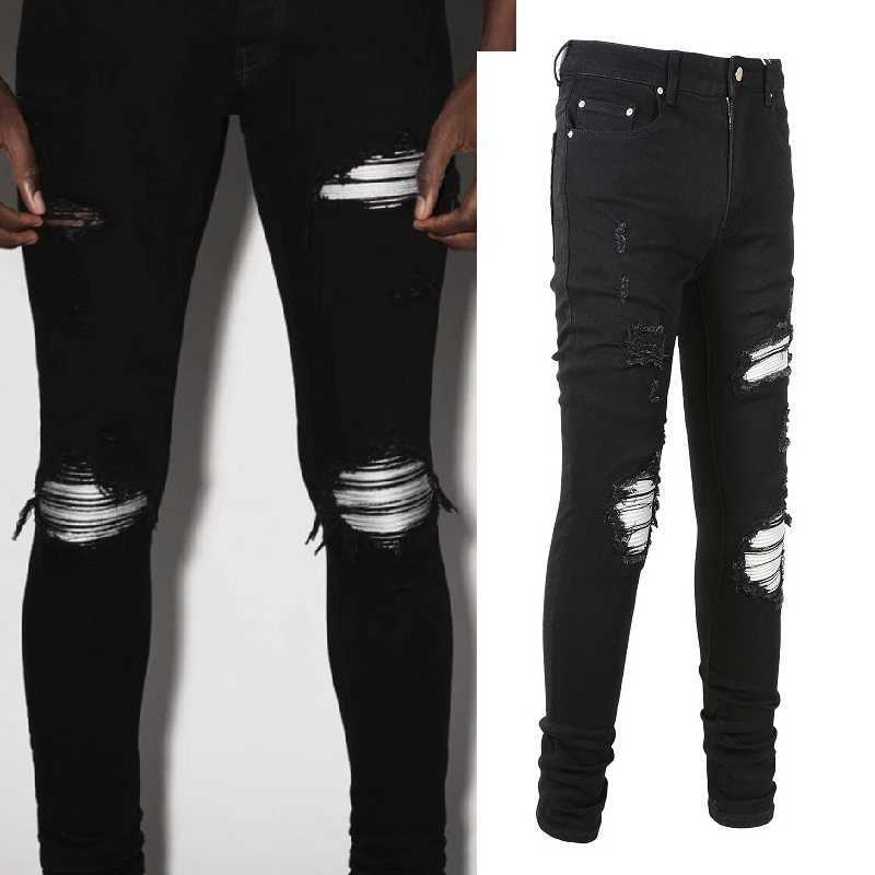 Designer Clothing Fashion Denim Pants Amiiri New High Street Trend Brand Combination Leather Silver Patch with Broken Holes Elastic Slim Fit Wash Black Jeans Men
Designer Clothing Fashion Denim Pants Amiiri New High Street Trend Brand Combination Leather Silver Patch with Broken Holes Elastic Slim Fit Wash Black Jeans Men