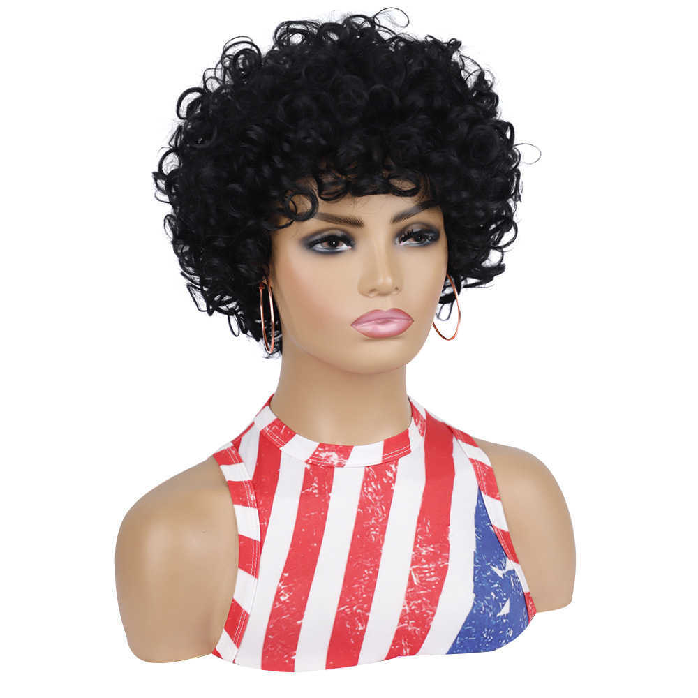 Wig headgear female short hair headgear spring coil fluffy Short Wig headgear