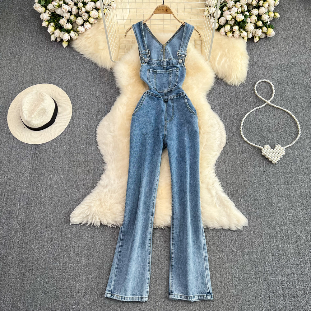 Women's Jeans 2023 Vintage Female Denim Overalls Korean Style High Waist Pocket Loose Straight Trousers Casual Summer Women 230422