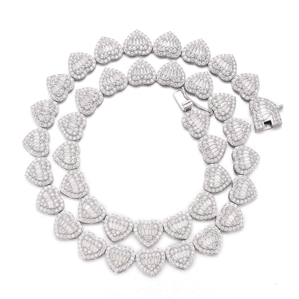 High-end custom-designed necklace with chilled morganite jewelry - 13mm heart-shaped tennis necklace, a perfect gift for a lady's heart.