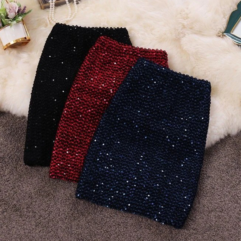 Skirts Sequined Party Mini Skirts Women Sexy High Waist Cute A-line Clubwear Autumn Y2k Clothes Retro Korean Fashion Style Faldas Mujer 231121