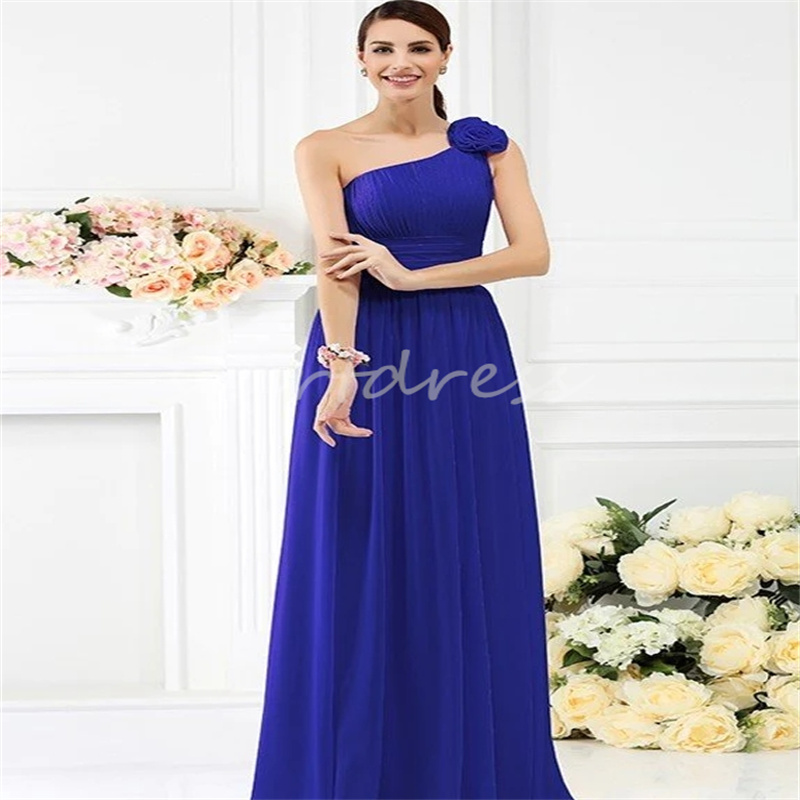 Lavender Lilac One Shoulder Bridesmaid Dress Sexy One Shoulder Flowers Floor Length Chiffon Wedding Guest Dress Women Maid Of Honor Gown Country Forma