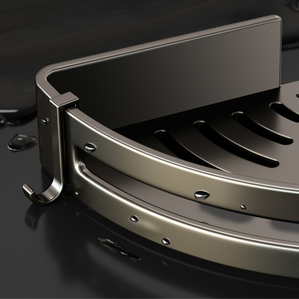 Bathroom Shelves Bathroom Shelves No Drill Triangular Shower Rack Wall-mounted Space Aluminum Toilet Corner Shelf Gun Grey Bathroom Storage Rack 23042