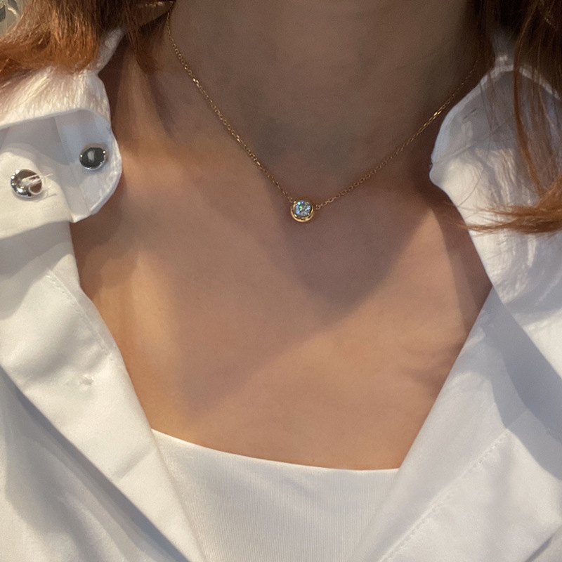 Chain For Man 18K Gold Plated Necklace woman necklace Dainty 925 Sterling Silver Single Infinity Round Diamond Pendant Necklaces Women Crystal