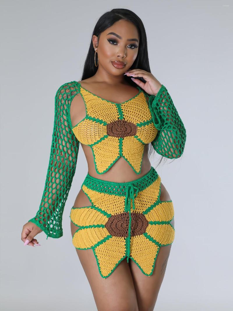 Women's Swimwear Knitted Hollow Skirt 2 Two Piece Set Women 2023 Summer Fashion Beach Suit Sexy Hand Crochet Sunflower Casual Vacation
Women's Swimwear Knitted Hollow Skirt 2 Two Piece Set Women 2023 Summer Fashion Beach Suit Sexy Hand Crochet Sunflower Casual Vacation