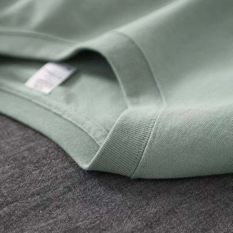 Women's T-Shirt Men Women Green T-shirt 200g Cotton Short-sleeved Top Korean Thick Half-sleeve Unisex T Shirt 230422