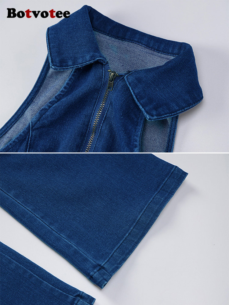 Women's Jumpsuits Rompers Botvotee Jeans Jumpsuit Women Spring Fashion High Waisted V Neck Wide Leg Pants Bodysuit Vintage Casual Denim Jumpsuit 