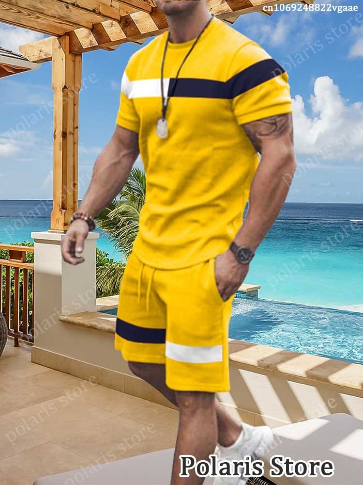 Men's Tracksuits Fashion Men Solid Color T Shirt Sets Tracksuit Clothing Streetwear Suit Summer Male Trend Sportswear 2 Piece Shorts Outfits 2304