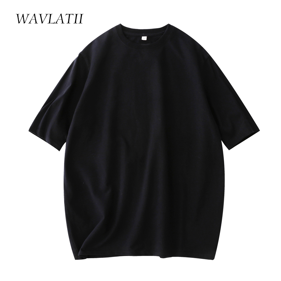 Women's T-Shirt WAVLATII Women Cotton T shirts Female Soft White Black Tees Lady Plus Size Basic Tops for Summer WT2102 230422