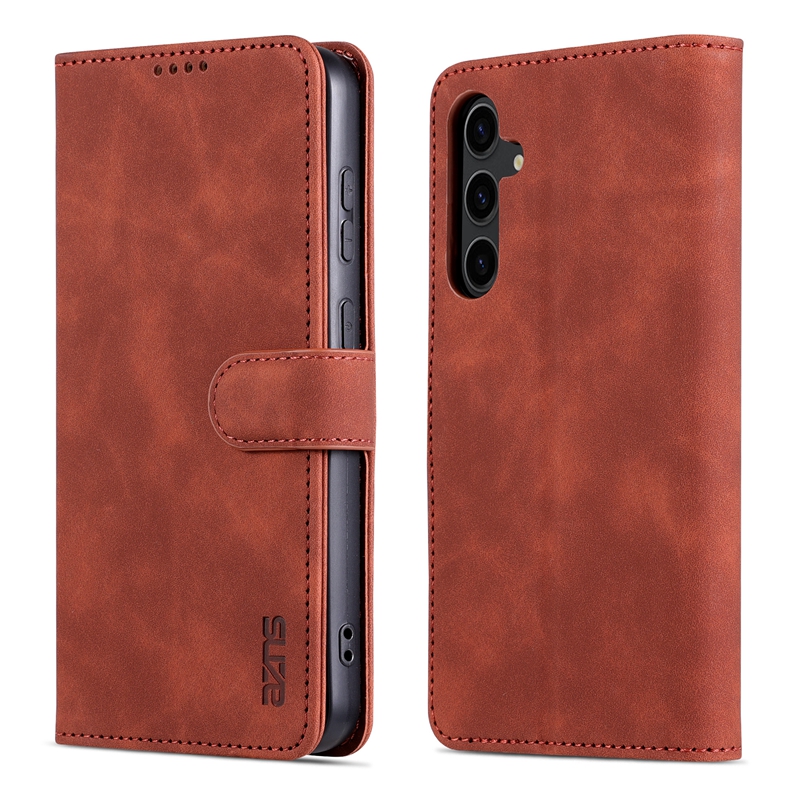 Business PU Leather Wallet Cases For Samsung S25 A56 A36 A26 A16 A06 S24 Plus S23 FE S22 Ultra A05 A05S A15 A54 A25 Plain Credit Card Slot Holder Magn