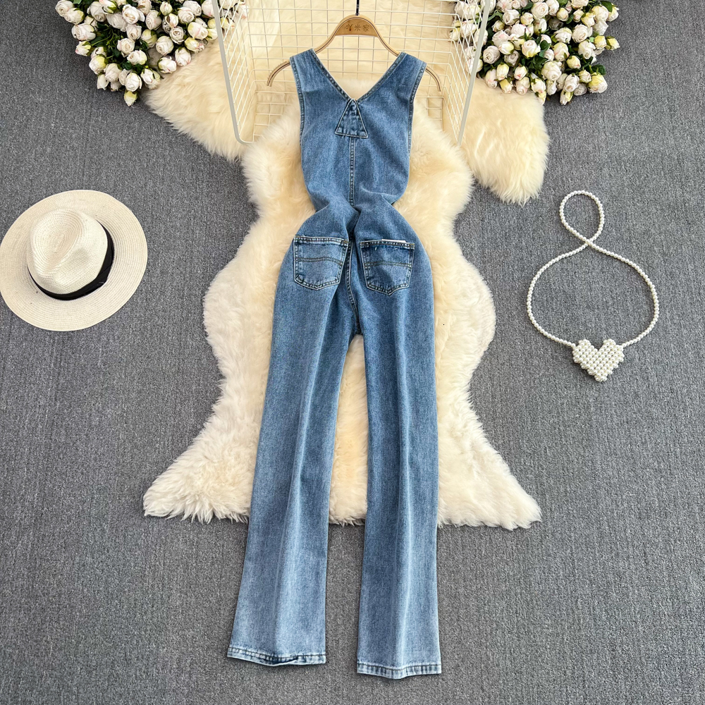 Women's Jeans 2023 Vintage Female Denim Overalls Korean Style High Waist Pocket Loose Straight Trousers Casual Summer Women 230422