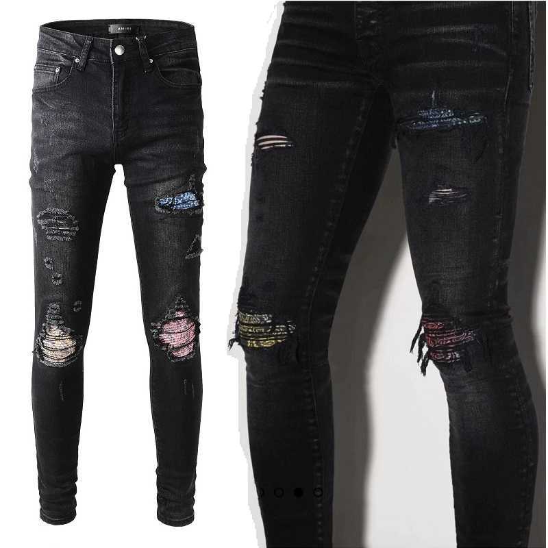 Designer Clothing Fashion Denim Pants trendy brand Amiiri cashew flower color printed patch with pleated patch elastic slim fitting black jeans men Motocycle Rock, As shown in figure
Designer Clothing Fashion Denim Pants trendy brand Amiiri cashew flower color printed patch with pleated patch elastic slim fitting black jeans men Motocycle Rock, As shown in figure