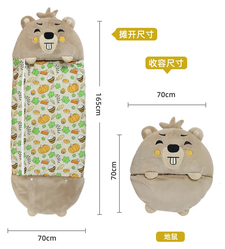 Sleeping Bags Cartoon Animal Children Sleeping Bag Kids Rabbit Fur Sleep Sack Boys Girls Plush Doll Pillow Lazy Sleepsacks For Birthday Gift 231122