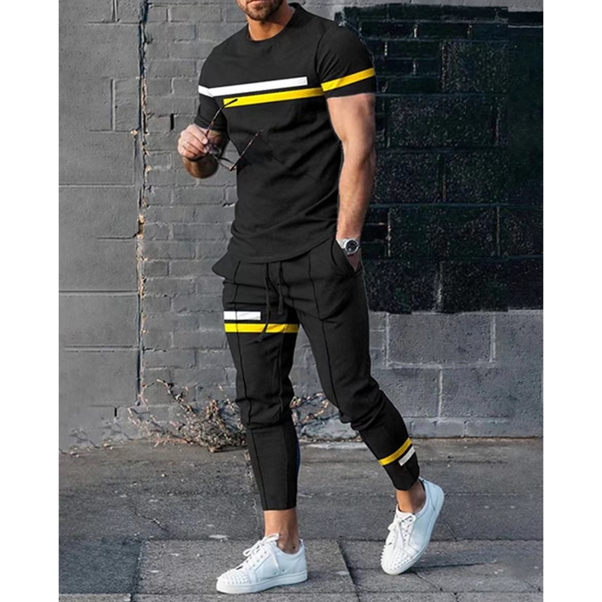 Men's Tracksuits Men Set Tracksuit For Man Oversized Clothes Summer Streetwear Printed T Shirt Shorts O-Neck Sportswear T-Shirts Fashion Suit 230