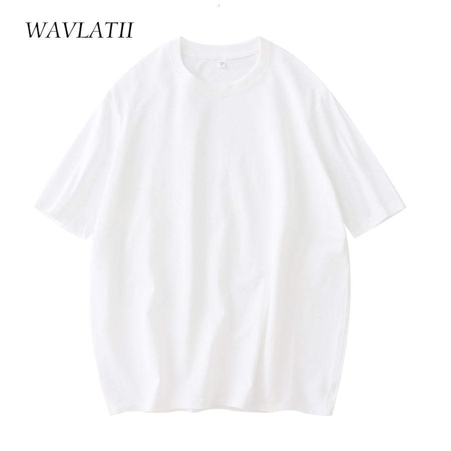 Women's T-Shirt WAVLATII Women Cotton T shirts Female Soft White Black Tees Lady Plus Size Basic Tops for Summer WT2102 230422